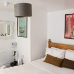 Hotel room with white walls