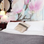 Room with flowers painted on the wall